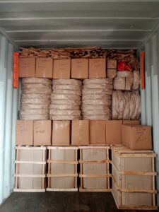 The customer's goods are packed into the container