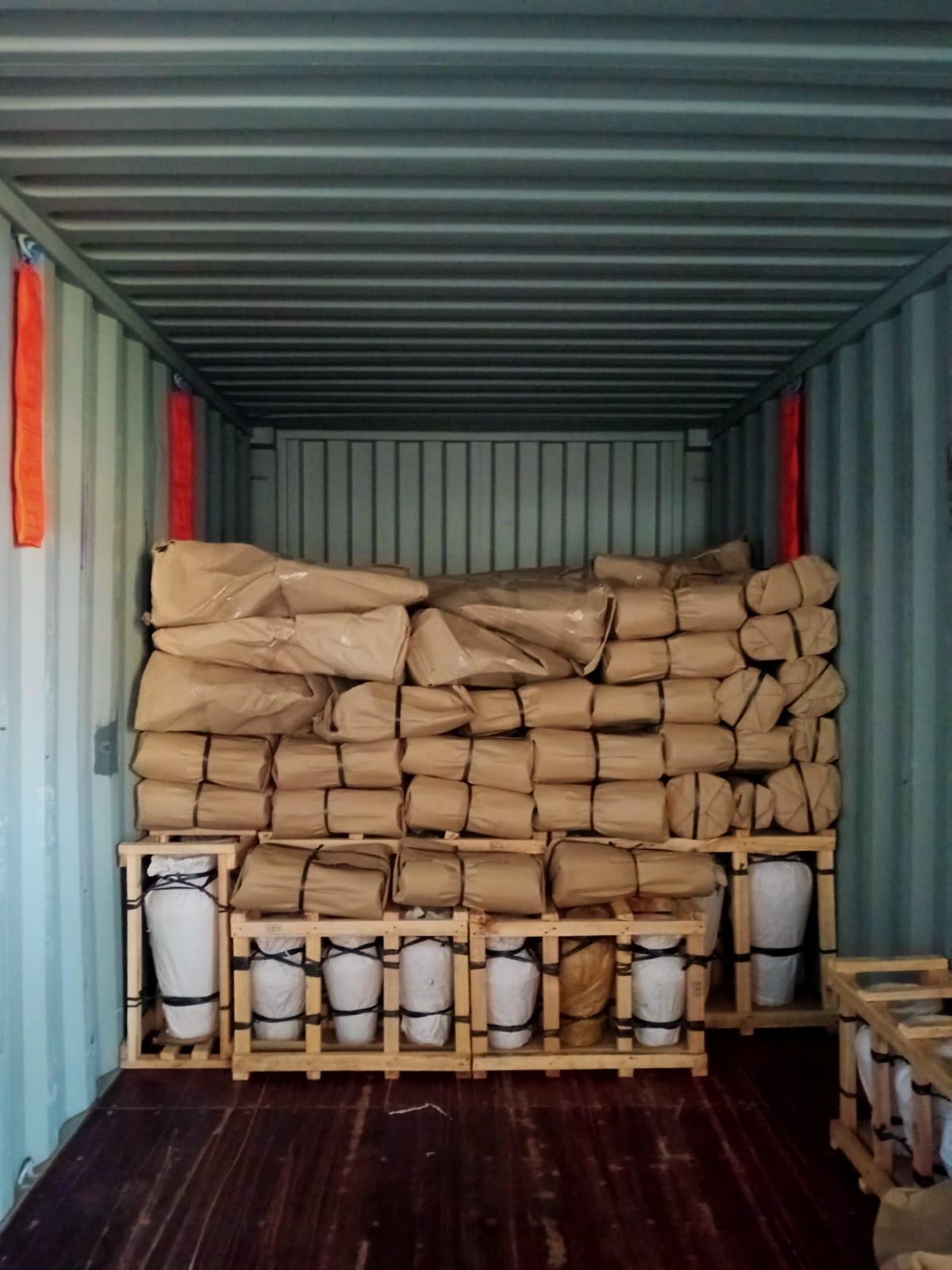 The customer's goods are packed into the container