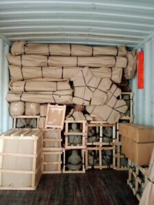 The customer's goods are packed into the container