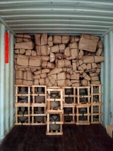 The customer's goods are packed into the container