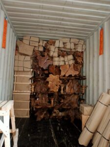 The customer's goods are packed into the container