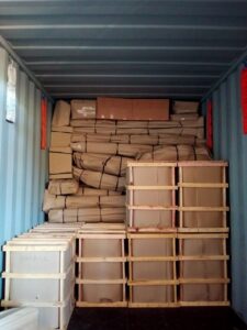 The customer's goods are packed into the container